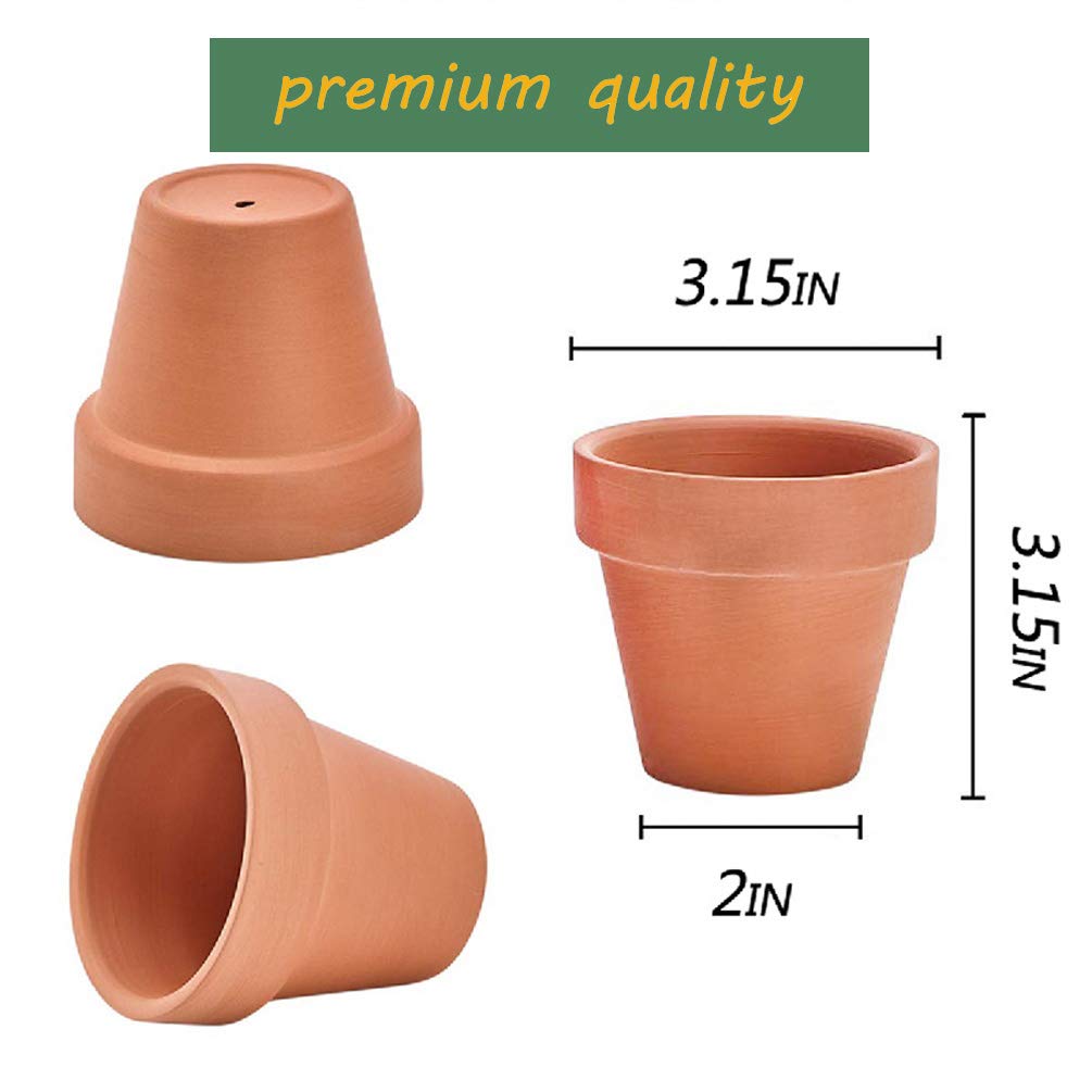 Kosrtuny 3 Inches Terracotta Clay Pots Pack of 26 pcs- Pottery Fleshy Flower Planter with Drainage Hole，for DIY Home and Office Desktop/Windowsill/Ornament Decoration Wedding