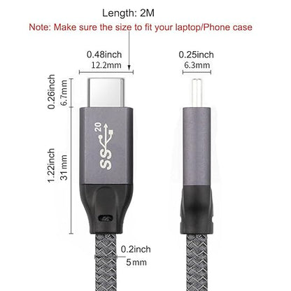 QCEs USB C to USB C 3.2 Gen 2 Cable, 6.6Ft USBC Monitor Cable 100W PD Charging, 20Gbps Data for USB4/Thunderbolt 3/4 Compatible with MacBook Pro/Air, iPad, Galaxy S23, Brio 4K Webcam