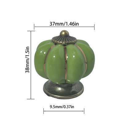 Eledabra Ceramic Pumpkin Cabinet Knobs, Green Vintage Drawer Knobs for Vanity, Closet, Cupboard, Green Knobs 12pcs