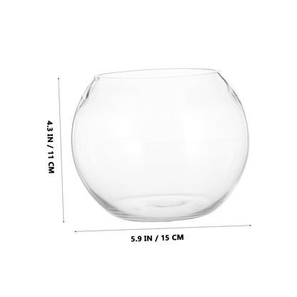 WATIIFUFU Glass Vase Hydroponic Plant Holder 15cm Round Bubble Fish Bowl Terrarium Container for Home Office Desktop Decoration