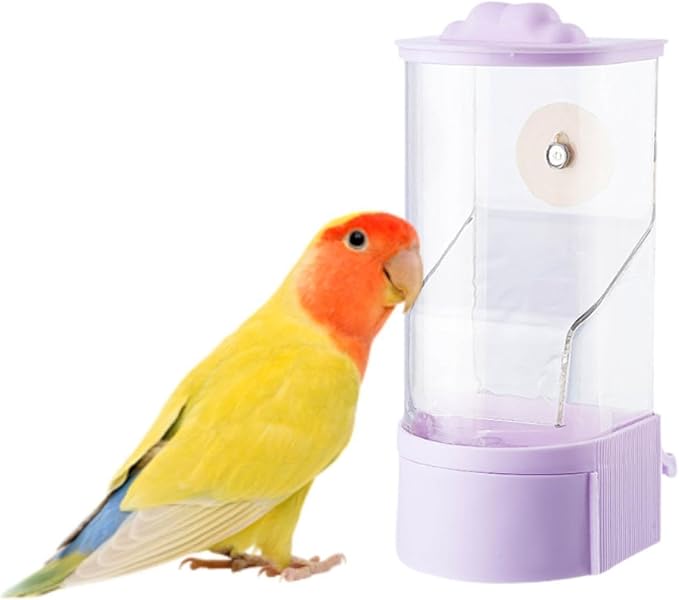 No Mess Bird Feeder Hanging Feeding Station Anti Splashing Parrot Foraging Feeder Food Container for Cockatiel Budgies Canary Pink(Purple)