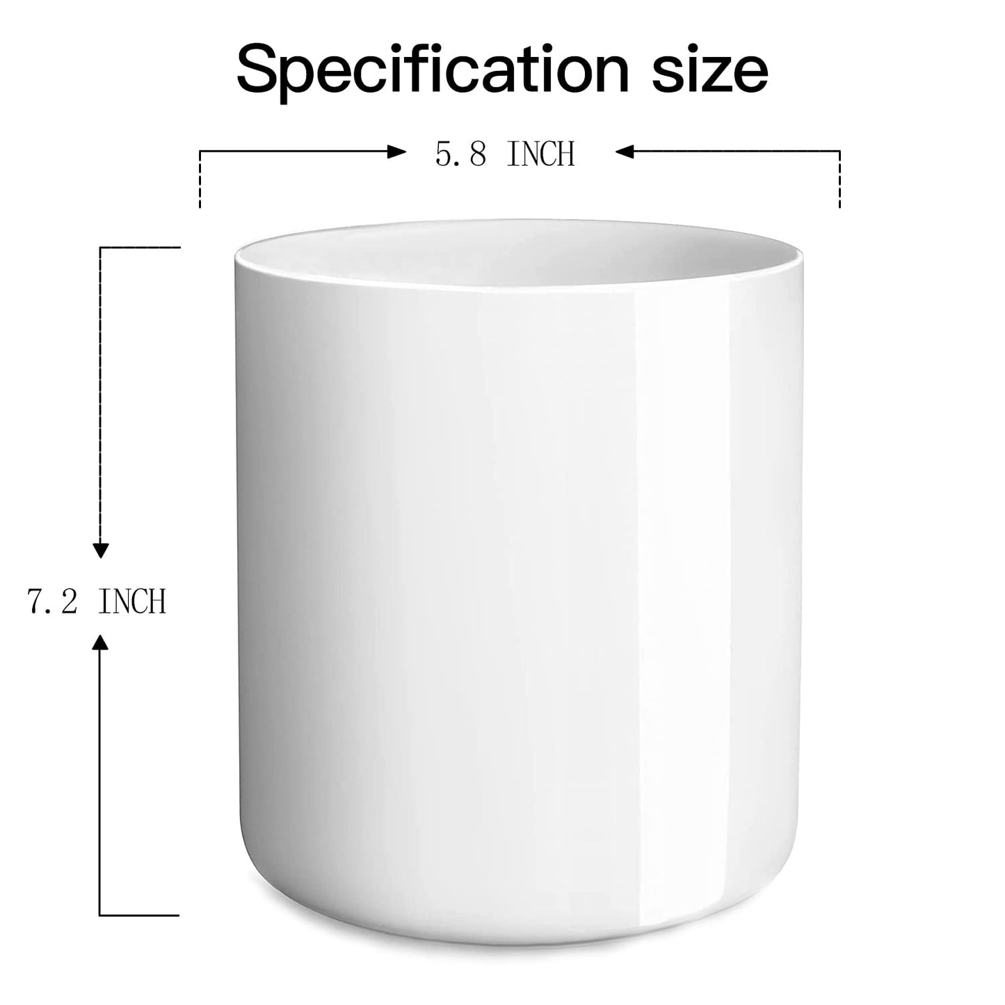 LATCHHOOK White Large Utensil Holder for Kitchen Counter, High 7.2” Glossy Ceramic Utensils Crock for Countertop, Spatula Cooking Utensil Holder Easy to Clean for Farmhouse 7.2×5.8 INCH