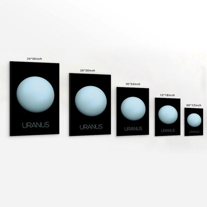 Solar System Planets Canvas Wall Art - Uranus Planet Space Poster for Kids Room Bedroom Classroom, STEM Educational Astronomy Decor, Science Gift for Boys Girls, 12x18 Inch Framed