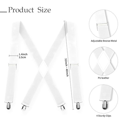 Diulinep Heavy Duty Suspenders - 2 Pack White, Ideal for Men & Women, Perfect for Under Clothing & 1920s Accessories