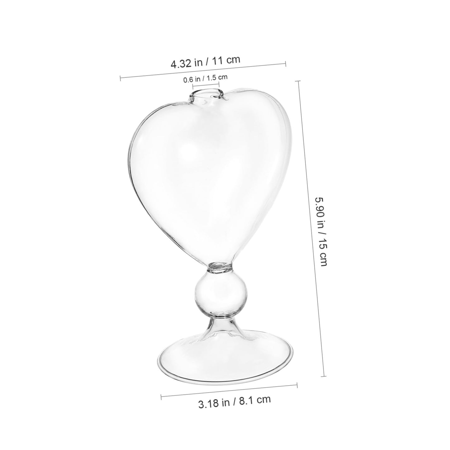 HEALLILY Heart Shaped Hydroponic Glass Vase Desktop Flower Holder Decorative Terrarium Planter for Fresh Dried Plants Transparent Creative Centerpiece for Home Office Tabletop Decor
