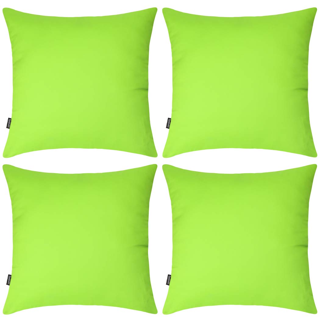 Coddsmz 4 Pack Decorative 100% Cotton Pillow Covers Square Cushion Cover Solid DIY Throw Pillowcase for Home Bed Sofa Halloween Christmas,Light Green,4 Pack-18" x 18"/45x45cm