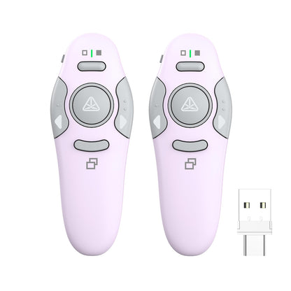 QUI 2 Pack Wireless Presenter PowerPoint Clicker, RF 2.4GHz USB Presentation Clicker for Google Slides, Keynote, Mac, Windows (USB Type-c, Purple)