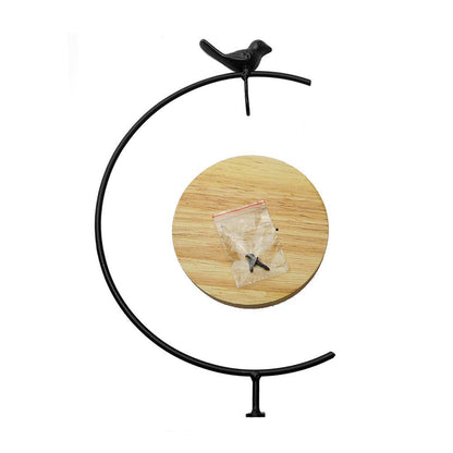 Archi G-Shaped Ornament Display Stand Iron Pothook Stand for Hanging Glass Globe Air Plant Ornament Stand Iron Pothook Stand Terrarium and Christmas Decoration with Wood Base
