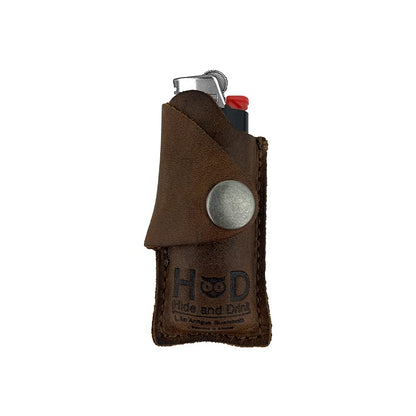 Hide & Drink, Rustic Leather Lighter Protective Case Handmade (Bourbon Brown)