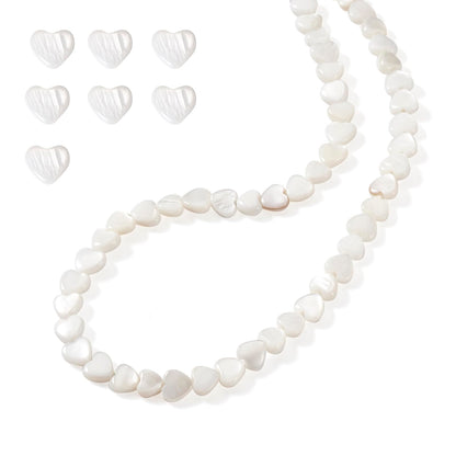 Fashewelry 62pcs Heart Freshwater Shell Beads 6mm Tiny White Heart Shell Charm Seashell Summer Beach Beads for DIY Crafts Valentines Day Necklace Bracelet Earring Jewelry Making Supplies