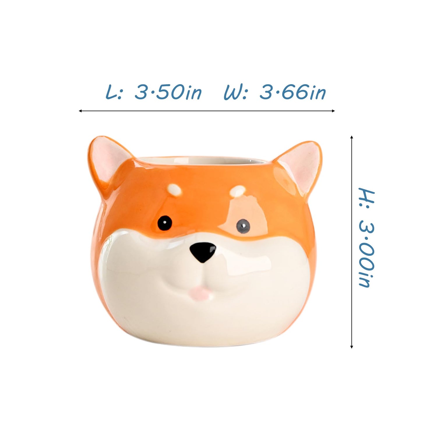 DIYOMR Cute Pet Dog Ceramic Planter Small Succulent Pot Cartoon Shaped Plant Pot for Mini Plants Flower Cactus, Smooth Shiny Ceramic - Plants Not Included (Akita)