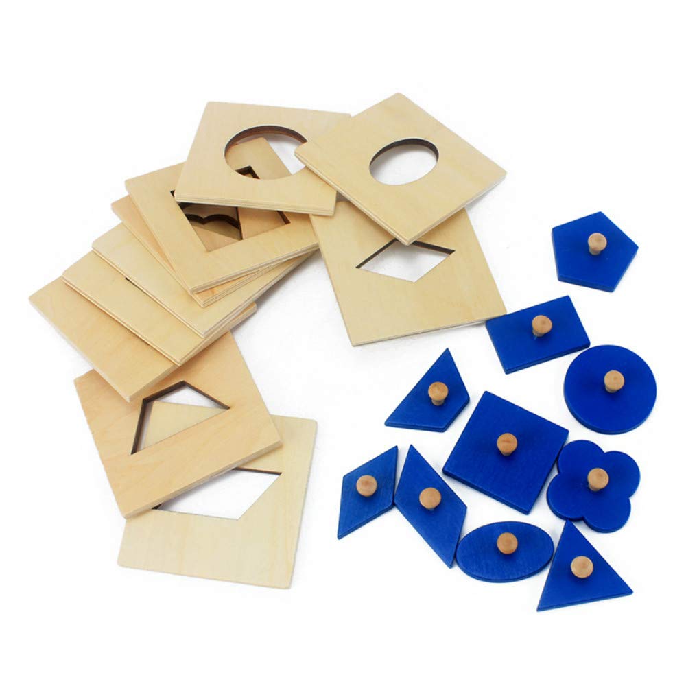 DANNI Family Version Baby Shape Cognition Toy Montessori Wood Geometric Insets Set/10 Early Childhood Education Preschool Training Kids Toys