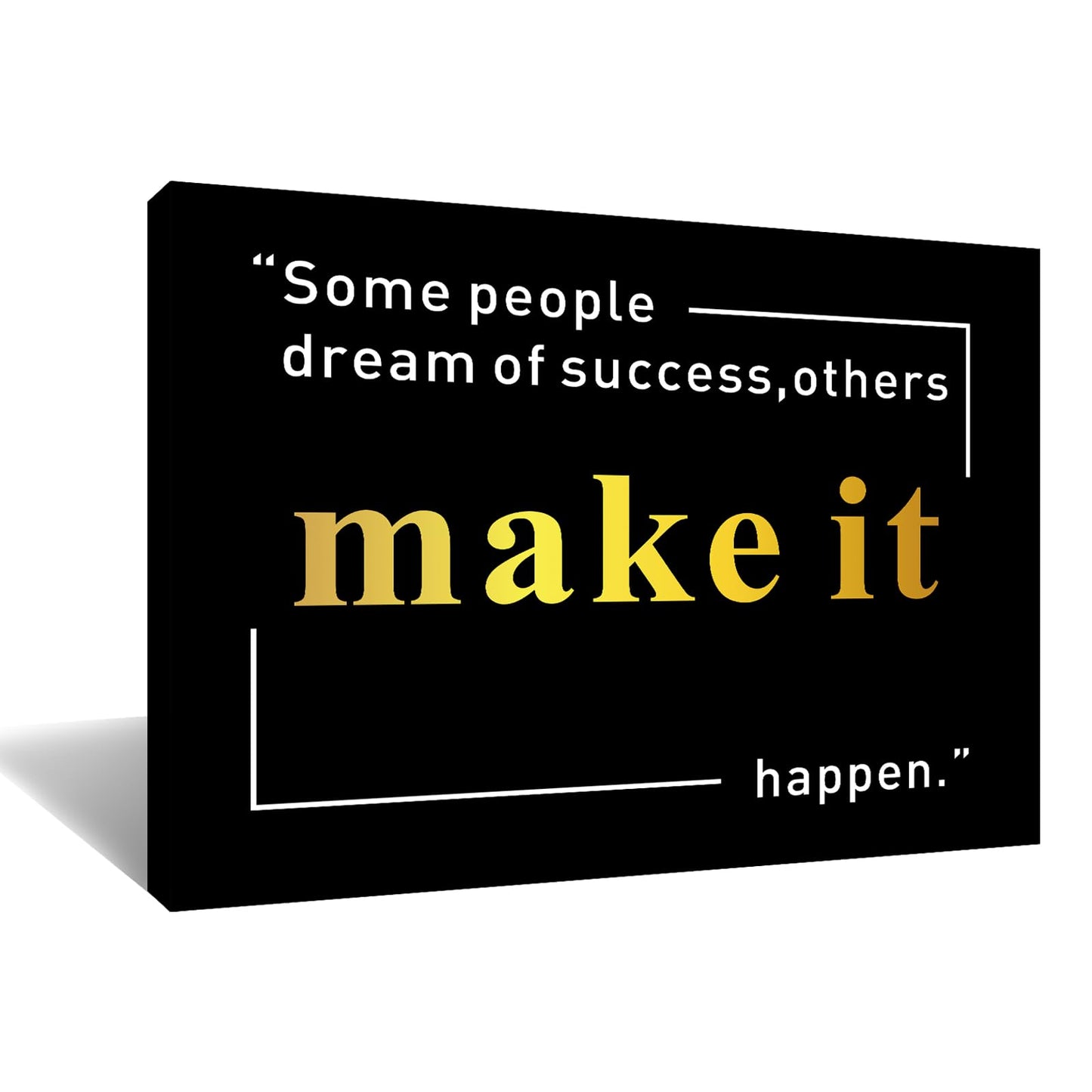 Motivational Wall Art Make It Happen Inspirational Quotes Canvas Print Positive Affirmation Office Decor Poster Painting Artwork for Modern Home Bedroom Living Room Gym Ready To Hang [12''Wx 18''H]