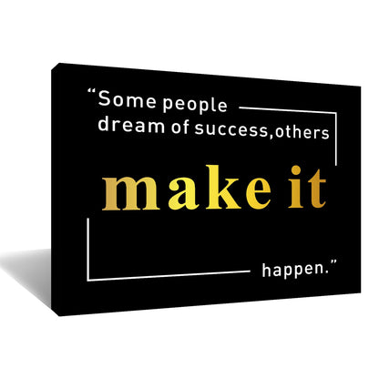 Motivational Wall Art Make It Happen Inspirational Quotes Canvas Print Positive Affirmation Office Decor Poster Painting Artwork for Modern Home Bedroom Living Room Gym Ready To Hang [12''Wx 18''H]