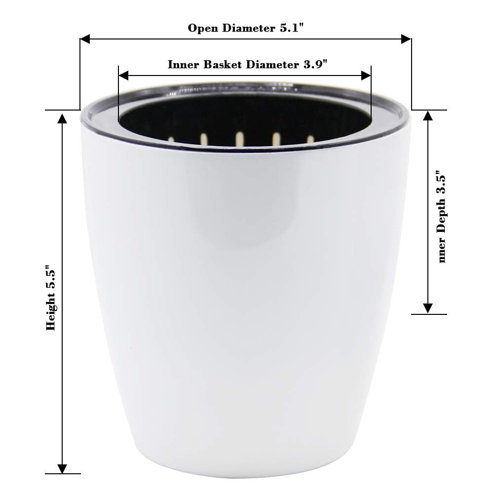 SAND MINE Self Watering Planter White Flower Pot (6, XL)