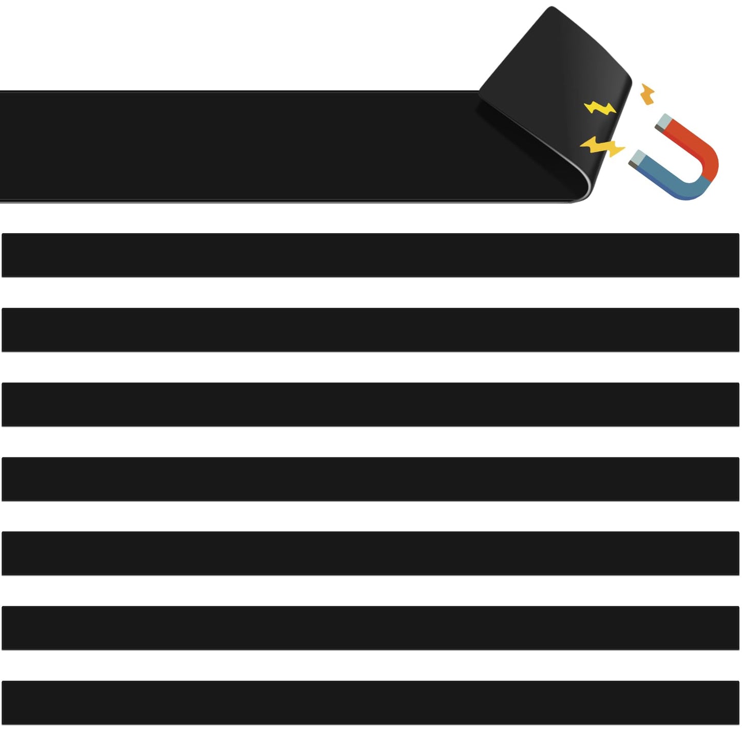 Colarr 24 Pcs Mini Magnetic Strips, 12" x 0.75" Black Magnetic Borders for Classroom Whiteboard Magnet Border Strips Bulletin Board Borders for Office School Chalkboard Trim Decor