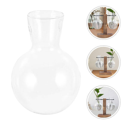 OSOLADY 3Pcs Hydroponic Glass Vase Set with Wooden Stand, High Borosilicate Glass Propagation Planter Jars for Desktop Terrarium and Plant Display