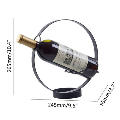 kaileyouxiangongsi Metal Single Tabletop Wine Rack – Freestanding Countertop Decorative Wine Bottle Holder, Unique Wine Gifts and Accessories for Wine Lovers (Black)