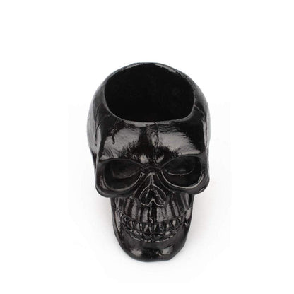 Mikayoo Skull Pen Holder - Makeup Brush Holder & Storage Box for Office Desk or Dressing Table - Green Plant Flower Pot & Halloween Skull (Black)