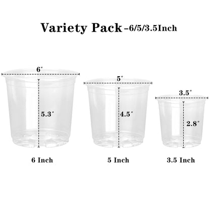 OUPSAUI 21 Pack 3.5/5/6 Inch Clear Nursery Pots for Plants, Clear Plant Pots with Drainage Holes, Flexible Plastic Plant Pots, Seedling Planter Seed Starter Pots(3.5+5+6 Inch)