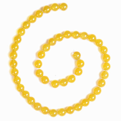 PLTbeads Natural Gemstone Loose Beads Smooth Round Approxi 15 inch DIY Bracelet Necklace for Jewelry Making (6mm, Yellow Agate)