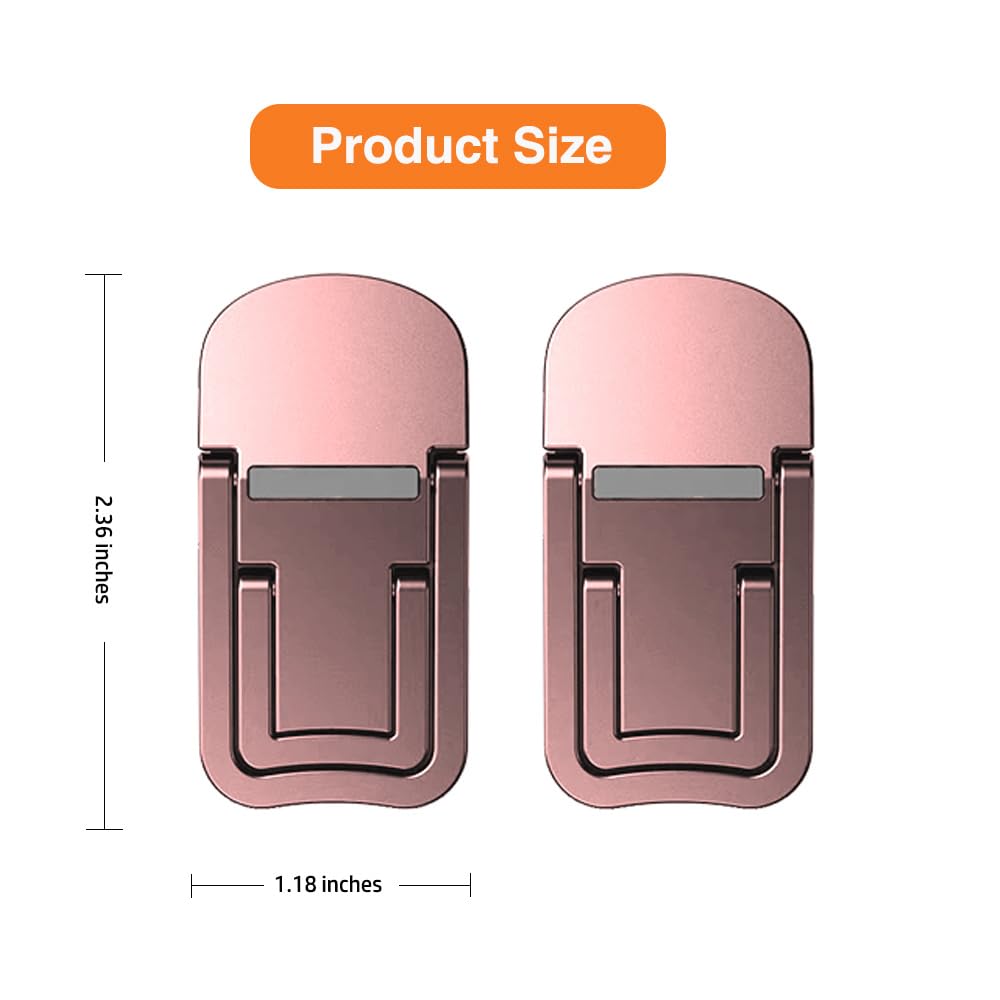 2PCS Zinc Alloy Mini Foldable Laptop Stand, Portable Computer Keyboard Riser with 2 Adjustable Angles, Self-Adhesive Invisible Notebook Stand and Keyboard Lift for Desk (Pink)