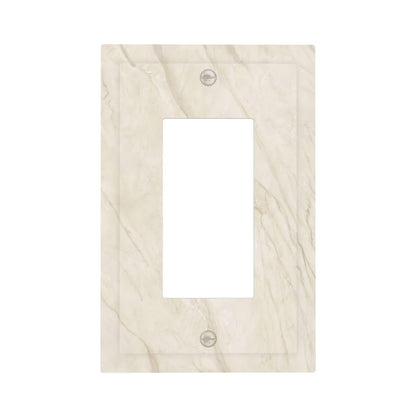 White Taupe Marble Abstract Luxury Decorative Outlet Covers 1 Gang Single Rocker Light Switch Cover Plate Wall Plates GFCI Faceplate for Bathroom Kitchen Home Decor