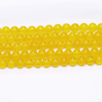 PLTbeads Natural Gemstone Loose Beads Smooth Round Approxi 15 inch DIY Bracelet Necklace for Jewelry Making (6mm, Yellow Agate)