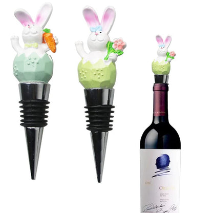 Rabbit Bottle Stopper Carrot Flower Cute Bunny Wine Bottle Stoppers Bottle Stopper Spring Summer Easter Party Decoration Supplies 2PCS