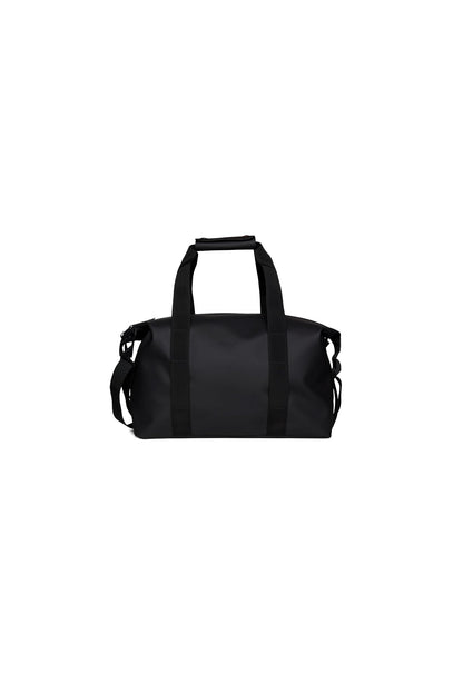 RAINS Hilo Weekend Bag Small - Black Waterproof Travel Duffel for Men and Women, Gym Carry On With Coated Zip, Shoulder & Compression Straps