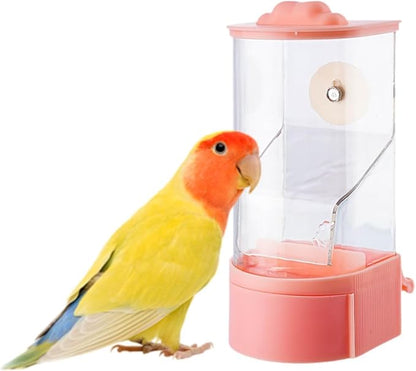 No Mess Bird Feeder Hanging Feeding Station Anti Splashing Parrot Foraging Feeder Food Container for Cockatiel Budgies Canary Pink(Pink)
