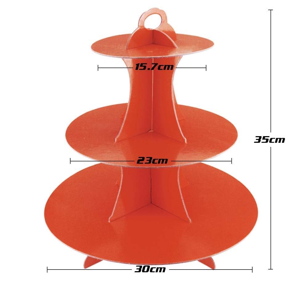 Faxco 3 Pack Cupcake Stand, 3-Tier Colorful Round Cardboard Cup Cake Tower Dessert Holder Stand, Reusable Pastry Serving Platter Food Display, Birthday Wedding Special Event Decoration
