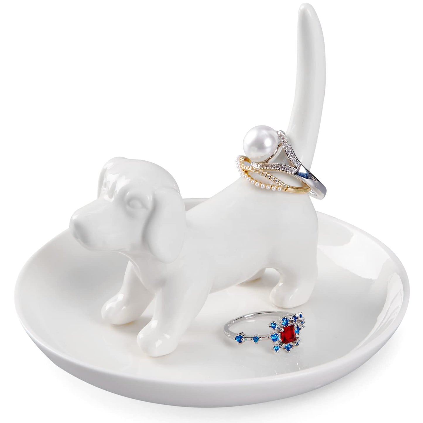Spegiffu Dog Mom Gifts for Women - Dog Ring Holder Jewelry Dish Tray, Ring Stand for Ring Organizer, Funny Dog Themed Gifts for Dog Lovers, Dog Mom, Birthday Valentine's Xmas Gifts for Women