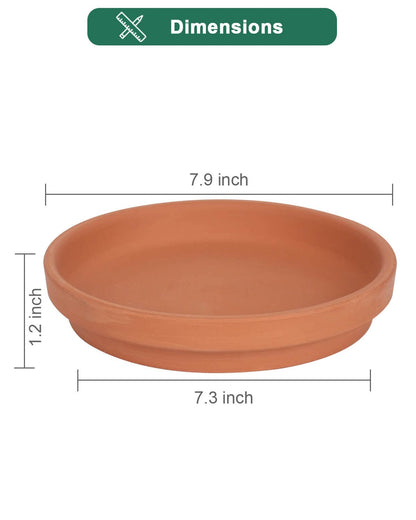 Large Ceramic Plant Saucer and Small Terracotta Pot Plant Saucer - 4 Pcs 7 Inch Black Ceramic Plant Tray and 4 pcs 8 Inch Terracotta Plant Saucer for 4,6,7 Inch Plant Pots with Drainage Hole and Gre