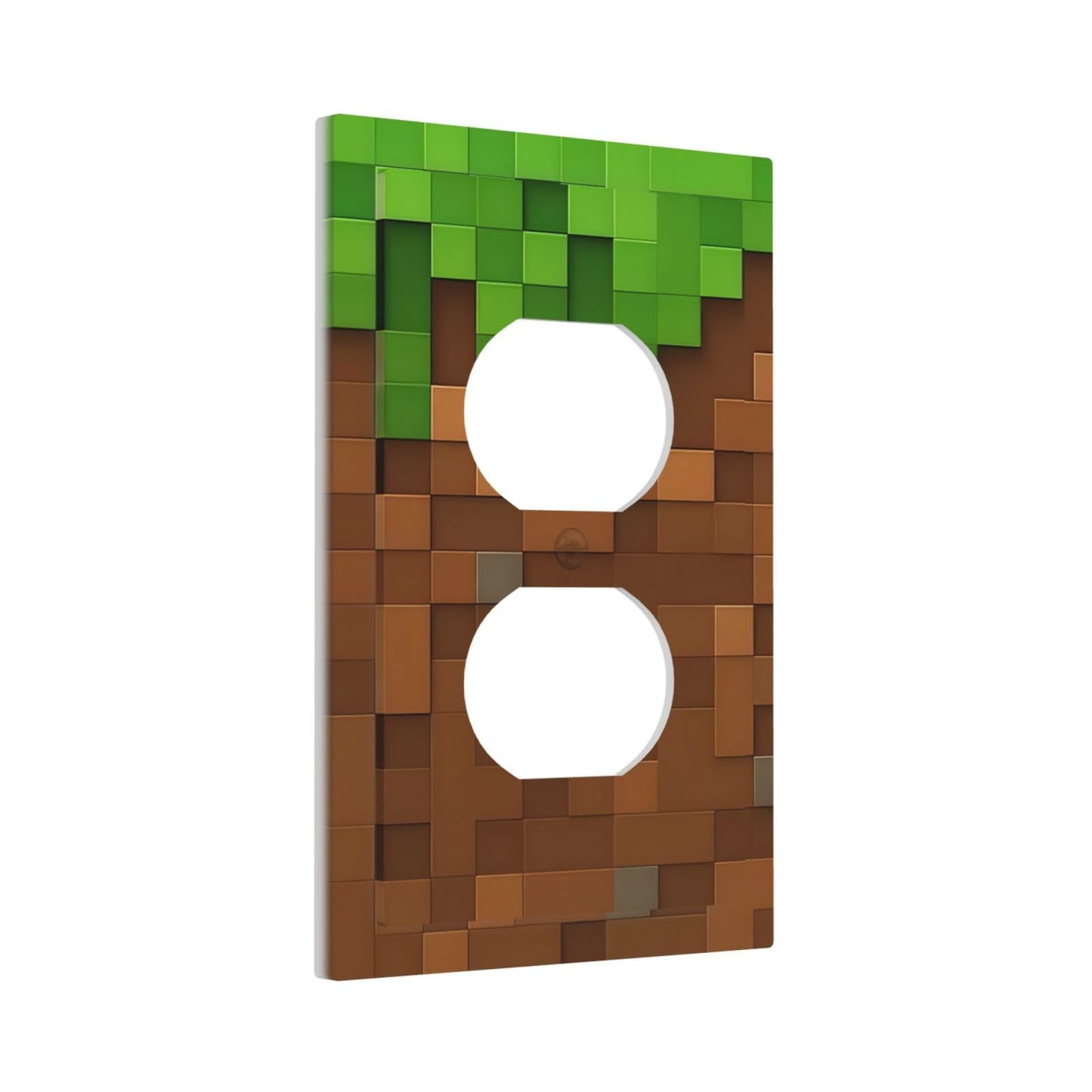 Pixel Style Gamer Themed Grass Block Outlet Covers 1 Gang Duplex Light Switch Cover Decorative Switch Plates Electrical Receptacle Faceplate Wall Plate for Kids Room Office Home Decor