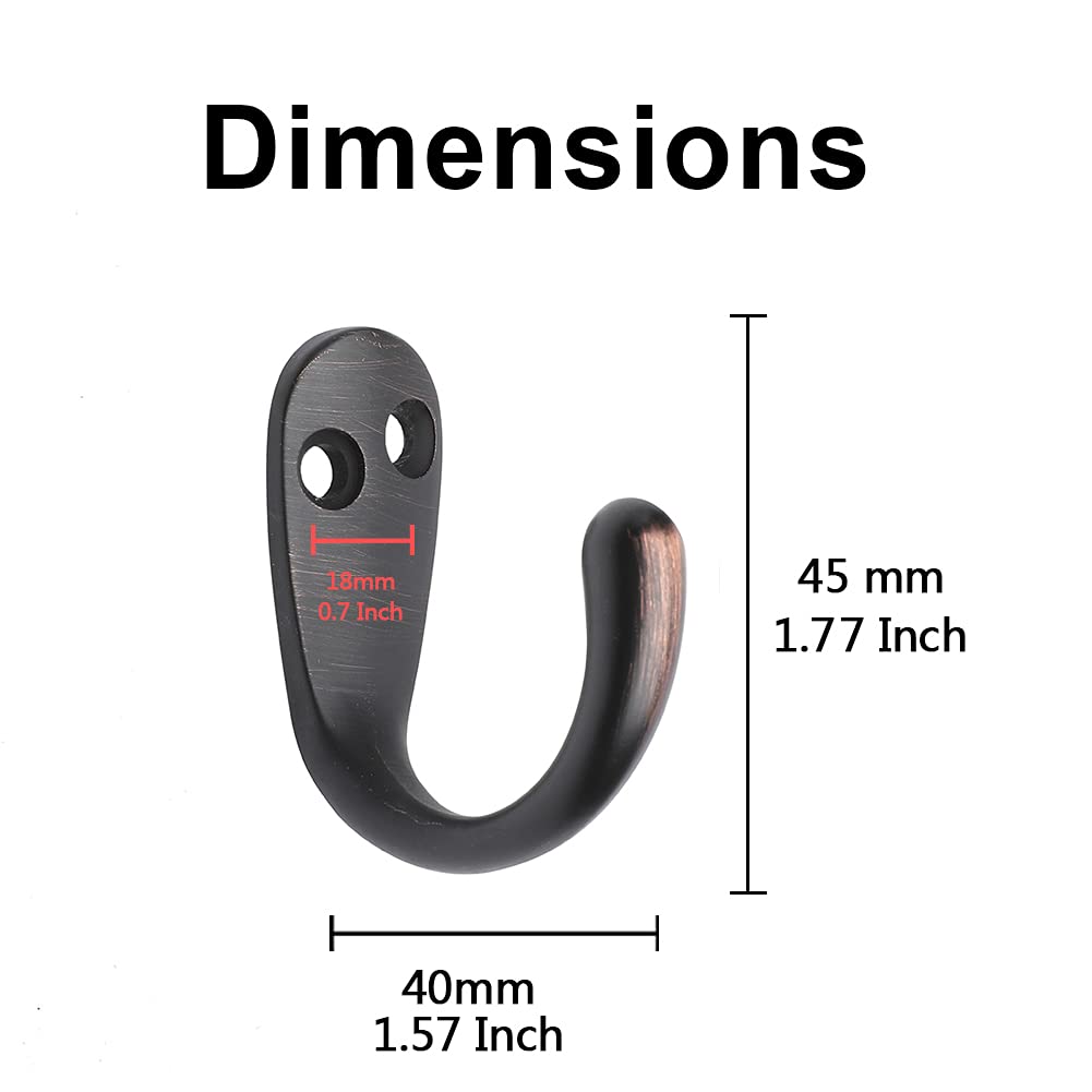 5 Pack Piece Single Prong Robe Hook, Farmhouse 1.8 Inch Coat Hooks Oil-Rubbed Bronze
