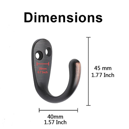 5 Pack Piece Single Prong Robe Hook, Farmhouse 1.8 Inch Coat Hooks Oil-Rubbed Bronze