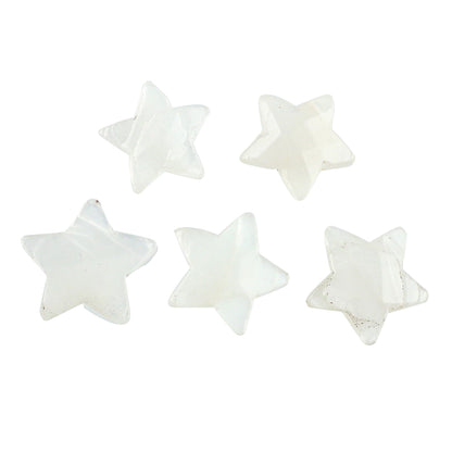 CRYSTALINES 5pcs, Wholesale Natural White Moonstone Gemstones, Bulk Star Shape Stones, Assorted Loose Supply, DIY Craft-Jewelry Making, Chakra Healing Crystals, Gem Collection, 8-12mm
