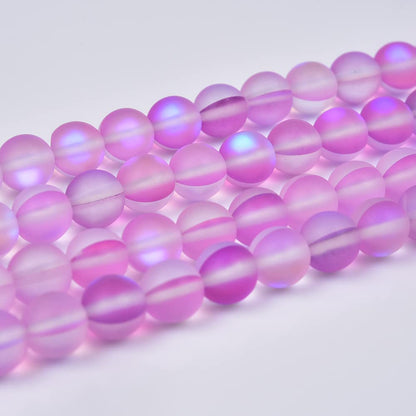 Asingeloo 60PCS 6mm Natural Light Purple Mystic Aura Quartz Gemstone Frosted Matte Titanium Round Loose Spacer Beads 15 inch Full Strand Crystal Healing Power Quartz