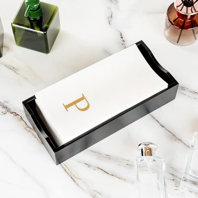 Luxenap 15.8 X 7.9 Inch Linen-Feel Guest Towels, 50 Lettered Hand Towels