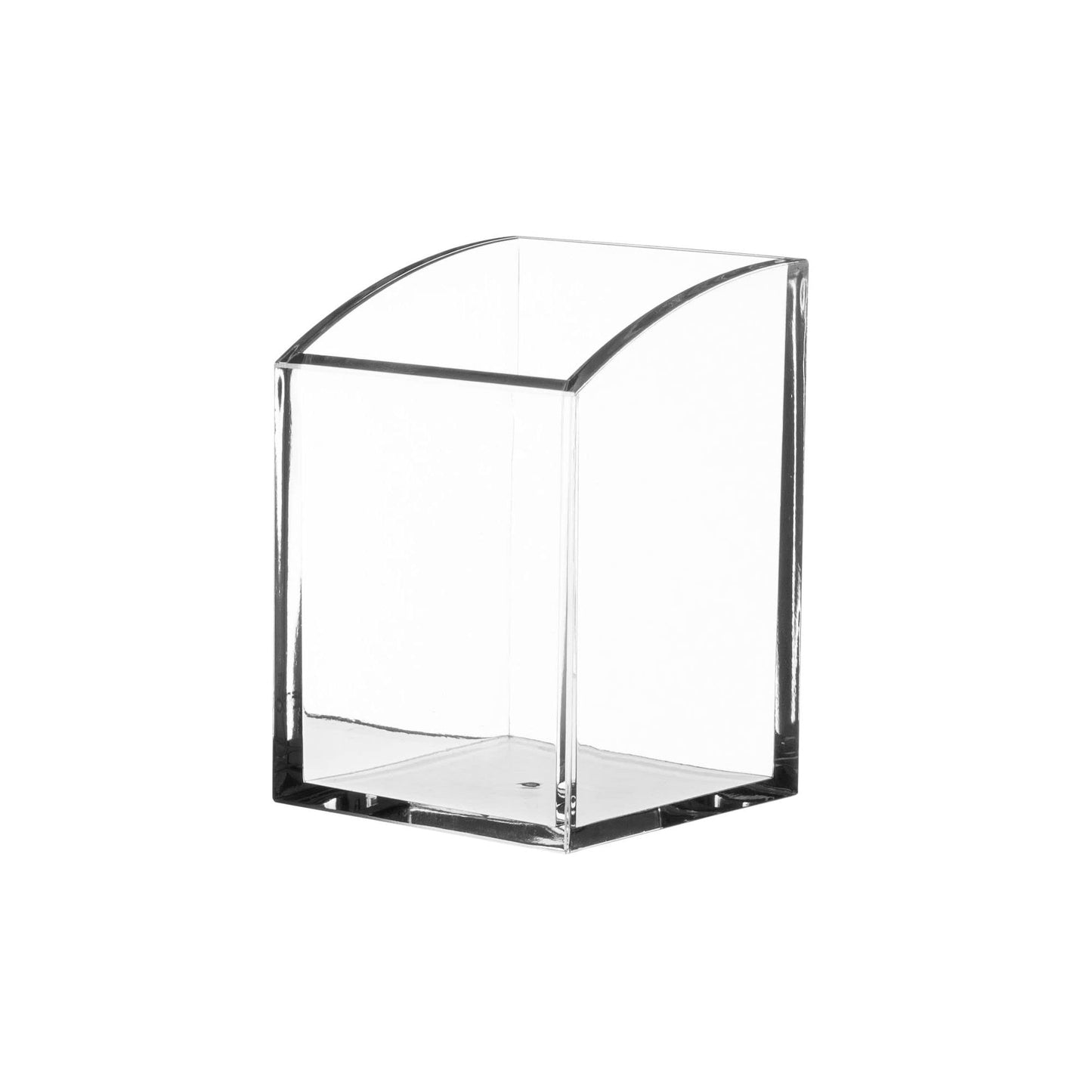 Kantek Clear Acrylic Pen Cup, 2.8" x 2.8" x 4", Non-Skid Feet, Pen and Pencil Holder, Easy to See Contents, Office Organizer, Desk Accessory