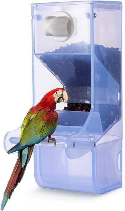 Automatic Bird Feeder with Perch, No-Mess Cage Seed Dispenser