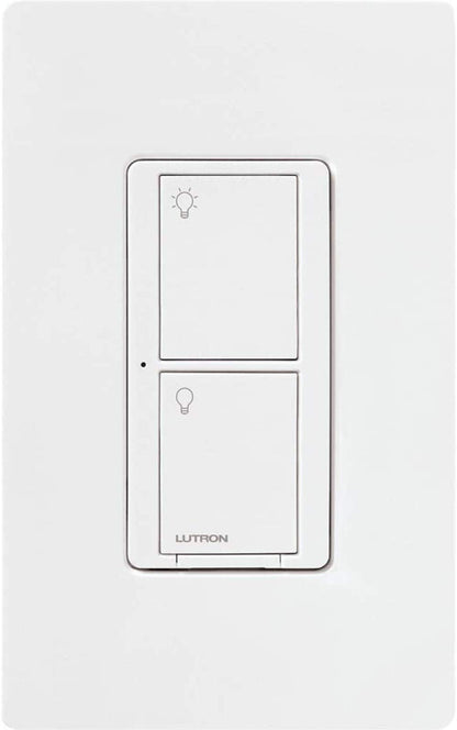 Lutron Caseta Smart Switch 3-Way Kit, with Pico Remote, Wallplate, Wall Bracket for LED Lights and Fans, 5 Amp, Neutral Required, P-PKG1WS-WH
