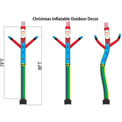 8ft Inflatable Air Waving Tube Dancer with Blower Set, Blow Up Inflate Santa Clause for Christmas Decorations (Santa Claus with Blue Shirt)