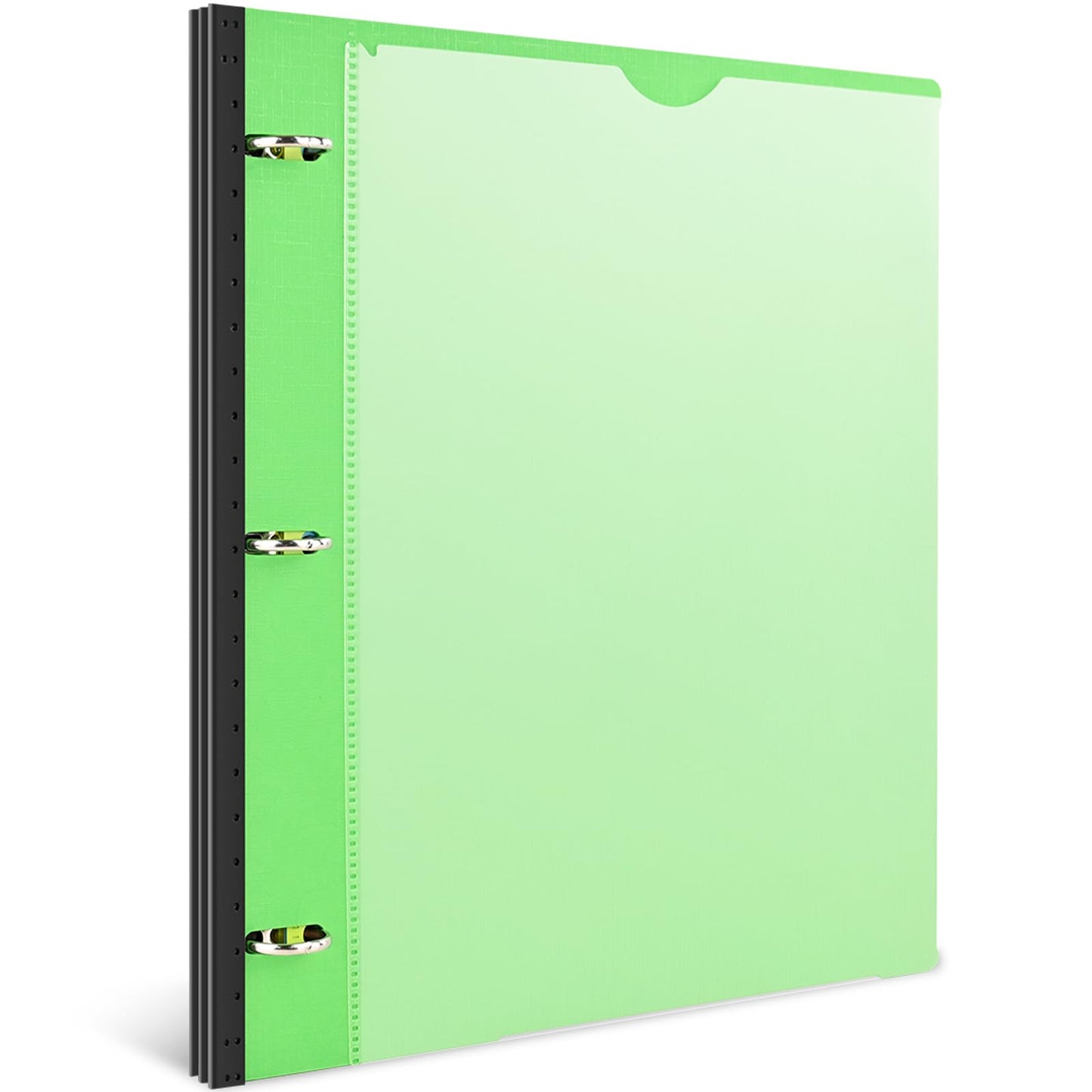 INFUN 1 Inch Telescoping 3 Ring Binder - 1PCS,Flexible Round Binder with Customizable Front Cover and Clear Catalog Pocket, 1 Inch Rings, 225 Sheet Capacity- Green