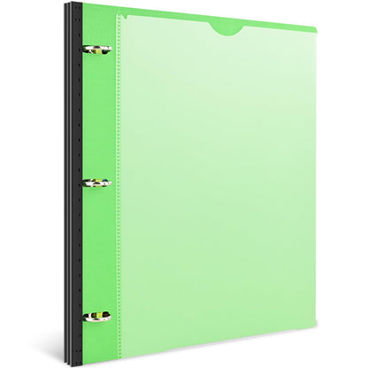 INFUN 1 Inch Telescoping 3 Ring Binder - 1PCS,Flexible Round Binder with Customizable Front Cover and Clear Catalog Pocket, 1 Inch Rings, 225 Sheet Capacity- Green
