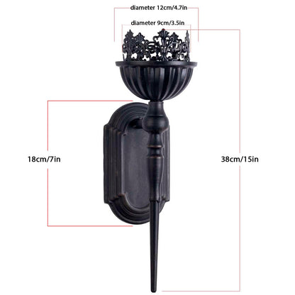 Gothic Wall Sconce Candle Holder (Set of 2) Black Crown and Scepter Design Wall-Mount Metal Candle Holders Hanging Iron Wall Candle Sconce Holder for Living Room, Bathroom, Dining Room