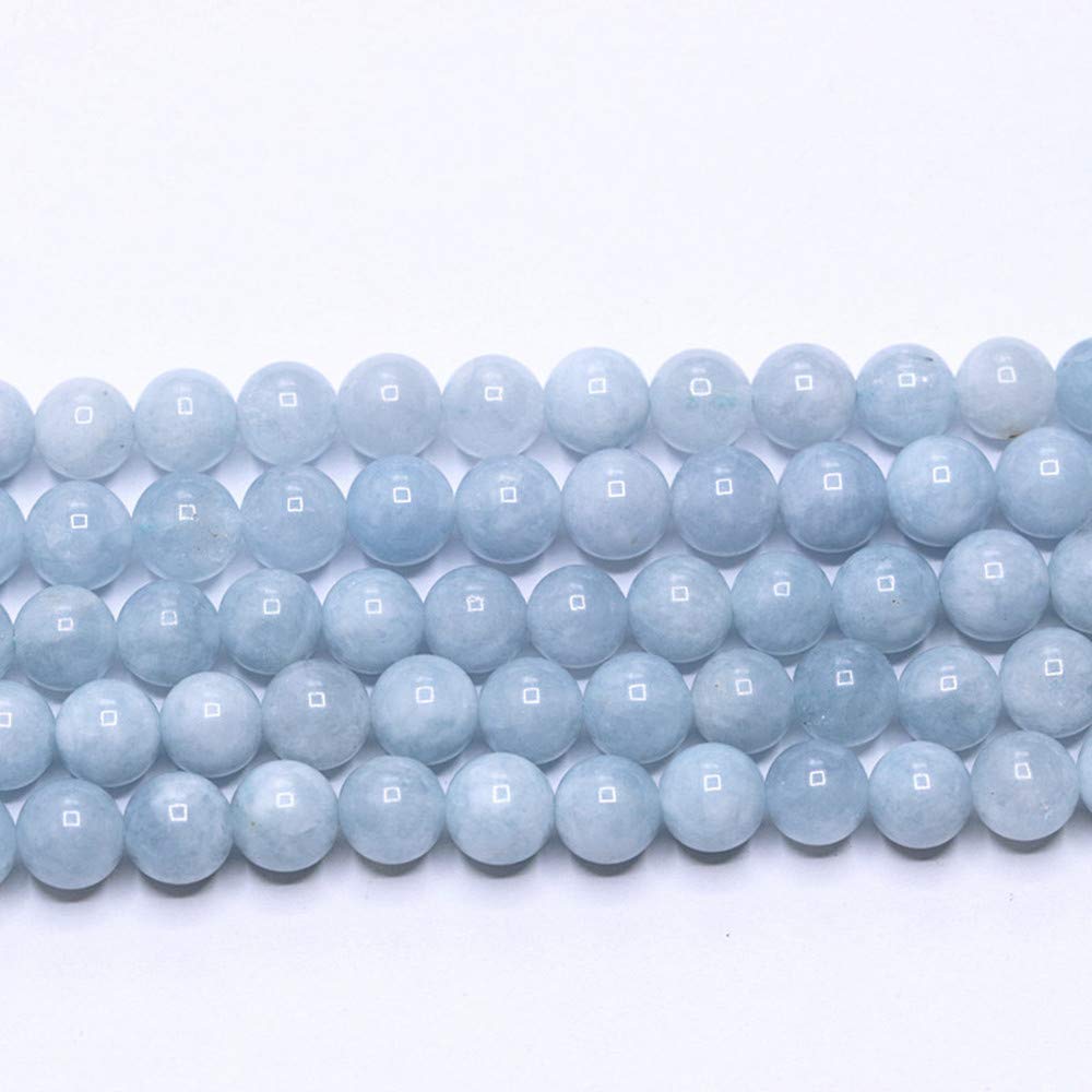 PLTbeads Natural Gemstone Loose Beads Smooth Round Approxi 15 inch DIY Bracelet Necklace for Jewelry Making (6mm, Light Blue Dyed Jade)