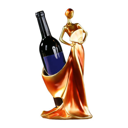 Artpaul Wine Bottle Holder Beauty Lady Statue Wine Bottle Stand Lady Wine Rack Decoration Wine Cork Holder Decor Wine Decor for Kitchen Bar (Red)