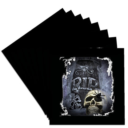 3dRose CST_28314_4 Grave Marker and Skull Halloween Skull Design-Ceramic Tile Coasters, Set of 8